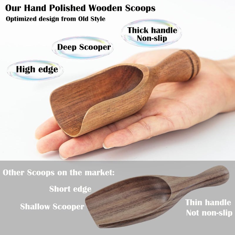 CDEHQFB Wooden Scoops for Canisters 2PCS Wooden Scoop for Jars 4.9″Med-size Acacia Measuring Spoon for Ground Coffee Scoops Shovel Kitchen Scooping for Powder Bath Salt Laundry Detergent Shove-Multipurpose - Image 4